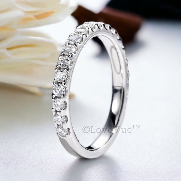 Certified 4.14ct. t.w. Diamond Moissanite 4-Prong Wedding Set VVS1 GRA Certified - Picture 5 of 16